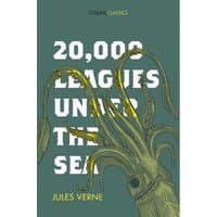 Green book cover of "20,000 Leagues Under the Sea" by Jules Verne featuring a giant squid illustration.