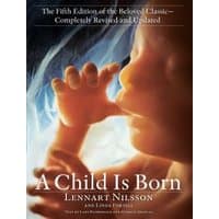 "A Child Is Born book cover with fetus image, soft lighting, and text by Lennart Nilsson and Lars Hamberger"