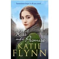 Book cover of "A Kiss and a Promise" by Cornerstone featuring a woman in a green coat with a cityscape background.