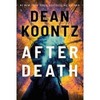 "After Death" book by Dean Koontz, features silhouette of a man against an orange and blue abstract background.