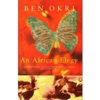 "An African Elegy book by Vintage Publishing, orange cover with a large butterfly and floral imagery"