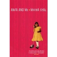 Red book cover "Anita and Me" by Meera Syal, featuring a girl in a yellow dress holding a phone.