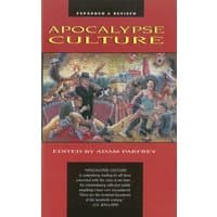 "Apocalypse Culture book, red cover, edited by Adam Parfrey, features chaotic artwork and bold yellow title text"