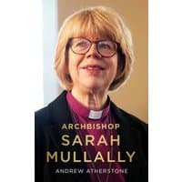 "Book cover of 'Archbishop Sarah Mullally' featuring a woman in glasses and clerical collar, beige background"