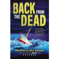 "Back From The Dead book cover with a sinking ship in stormy seas and bold yellow title text."
