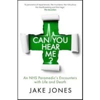 "Book 'Can You Hear Me?' by Jake Jones, green cover with white text and ECG line, subtitle on paramedic experiences"
