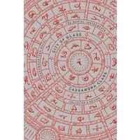 "City of Glass" book with intricate red celestial design and symbols on a gray background.