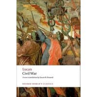 "Book titled 'Civil War' by Lucan, Oxford World's Classics, cover art depicting historical battle scene."