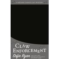 "Claw Enforcement" book by Penguin Adult, gray cover with white text, part of "A Second Chance Cat Mystery" series.