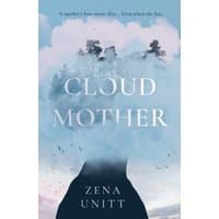 "Book 'Cloud Mother' by Troubador Publishing, cover with silhouette of woman and cloud-filled sky."