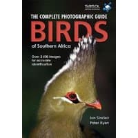 "Field guide book with bird photo, titled 'Complete Photographic Field Guide Birds of Southern Africa' by Penguin Random House"