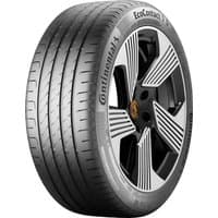 Continental EcoContact 7 tire, 255/55 R19, black with kerbing rib, sleek tread pattern, silver and black rim design