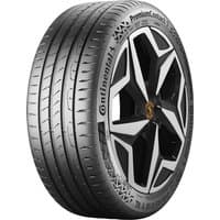 Continental PremiumContact 7 tire, 285/45 R21, black with kerbing rib, detailed tread pattern, and sidewall branding.