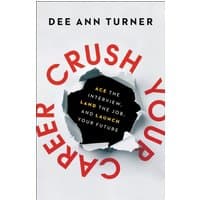 "Crush Your Career" book with torn paper design, red text, and black background by Baker Publishing Group.