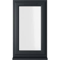 Grey/white uPVC window, double glazed, left hung, 610mm x 1115mm, clear glass, rectangular frame by Crystal.