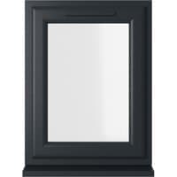 Grey/white uPVC window, double glazed, left hung, 610x820mm, clear glass, sleek frame design.