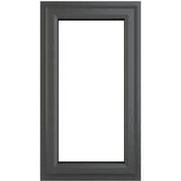 Grey and white uPVC window, double glazed, right hung, 610mm x 965mm, with clear glass and sleek frame design.