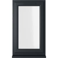 Grey/white uPVC window with double glazing, top opening, 610mm x 1040mm, clear glass, by Crystal.