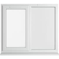 White Crystal double glazed uPVC window, left hung, 1190mm x 1190mm, with clear glass and sleek frame design.
