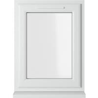 White Crystal double glazed uPVC window, left hung, 610mm x 965mm, with clear glass and sleek frame design.