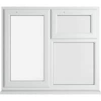 White uPVC window with double glazing, top and left sections hinged, measuring 1190mm x 965mm, clear glass.