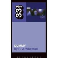 "Purple and black book cover titled 'Dummy' by R.J. Wheaton, featuring a small image of a stage performance."