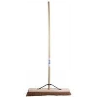 Faithfull Soft Coco Broom with 600mm wooden handle, brown bristles, and metal stay for stability.