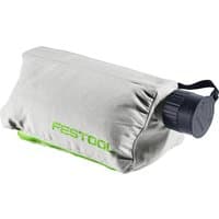 Gray Festool SB-CSC dust bag with green logo, black cap, designed for CSC SYS 50 table saw.