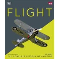 "Book titled 'Flight' featuring a vintage biplane on the cover, with yellow and gray background."