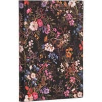 Floralia Midi Lined Softcover Flexi Journal with vibrant floral pattern on a dark background.