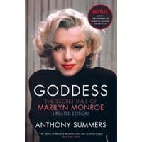 "Goddess book by Anthony Summers, featuring Marilyn Monroe on cover, Netflix sticker in corner"
