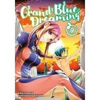 "Grand Blue Dreaming Vol. 9 manga with colorful cover, featuring characters in swimsuits against a sunset backdrop"
