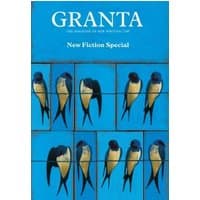 "Granta 106 Fiction Special magazine with blue cover featuring nine swallows perched on wires."