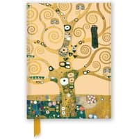 Foiled journal featuring Gustav Klimt's Tree of Life with swirling golden branches and colorful abstract patterns.
