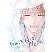 Manga "Hatsukoi Note Vol. 1" by Seven Seas, features a teary-eyed blonde character under a white hood on the cover.