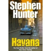 Book cover for "Havana" by Stephen Hunter, featuring a vintage car on a narrow street with yellow and white text.