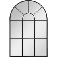 Arched black-framed window-style wall mirror with segmented panes, 91x60cm, by HOMCOM.