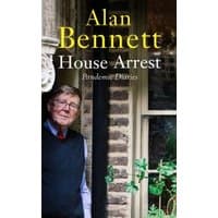 "Book 'House Arrest' by Alan Bennett, cover shows man in sweater vest by brick wall and window with green plants"