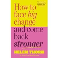 "Book cover with yellow and pink background, title 'How to Face Big Change and Come Back Stronger' in bold text"