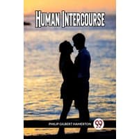 Book "Human Intercourse" by Double 9 Books, silhouette of couple at sunset, bold white title, logo at bottom.