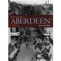"Images of Aberdeen book with historic city photo cover, black and white street scene, maroon title text"