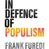 "In Defence of Populism" book cover with bold black and gradient orange text.