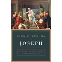 Book cover of "Joseph" by John C. Lennox, featuring a classical painting of a biblical scene with multiple figures.