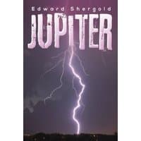 Book cover titled "Jupiter" by Edward Shergold, featuring a dramatic lightning bolt against a dark purple sky.