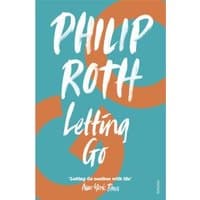"Letting Go" book by Philip Roth, teal cover with bold white text and orange abstract design.