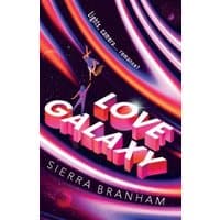 "Love Galaxy book cover with pink 3D title, cosmic background, and dancing figures by Transworld Publishers Ltd."