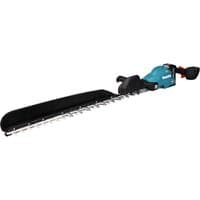 Makita UH014G 40v Max XGT cordless brushless hedge trimmer, blue body, black handle, 750mm dual-action blade.