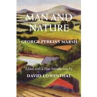 Book cover of "Man and Nature" with a pastoral landscape and rolling hills.