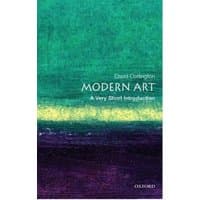 Book titled "Modern Art: A Very Short Introduction" with a green, yellow, and purple abstract cover design.