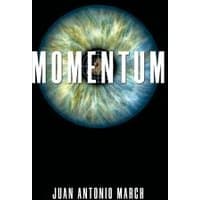 Black book cover "Momentum" with a large, detailed eye illustration and bold white text.